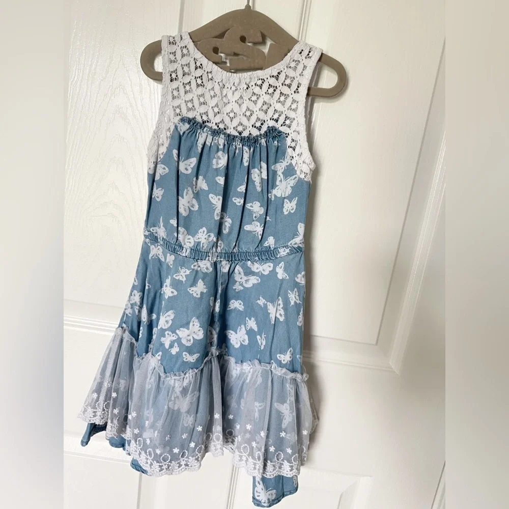 Epic Threads Blue and White Lace Butterfly Dress